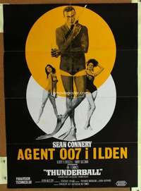 h690 THUNDERBALL Danish movie poster R60s Sean Connery as James Bond!