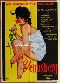 h698 VENUSBERG German movie poster '63 sexy girl with rose image!