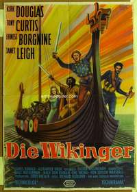 h699 VIKINGS German movie poster '58 Kirk Douglas, Tony Curtis, Leigh