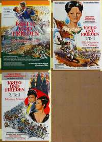 h701 WAR & PEACE 3 German movie posters '68 Tolstoy, Russian