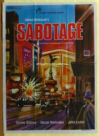 h041 SABOTAGE Indian movie poster R70s Alfred Hitchcock