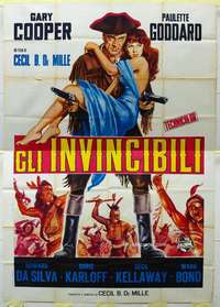 h141 UNCONQUERED Italian two-panel movie poster R64 Gary Cooper, Goddard