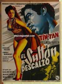 h353 EL SULTAN DESCALZO Mexican movie poster '56 sexy!