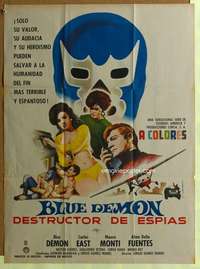 h327 BLUE DEMON DESTRUCTOR DE ESPIAS Mexican movie poster '68