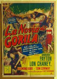 h328 BRIDE OF THE GORILLA Mexican movie poster '51 wacky ape!
