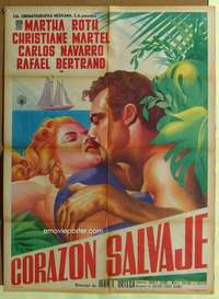 h336 CORAZON SALVAJE Mexican movie poster '56 Martha Roth