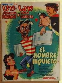 h345 EL HOMBRE INQUIETO Mexican movie poster '53 Tin-Tan!