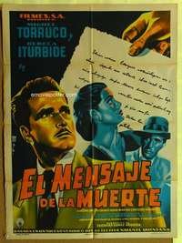 h347 EL MENSAJE DE LA MUERTE Mexican movie poster '53 Francisco Diaz Moffitt art!