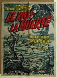 h350 EL RIO Y LA MUERTE Mexican movie poster '54 Luis Bunuel