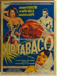 h363 KID TABACO Mexican movie poster '55 Silvestre, boxing!