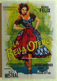 h461 LA BELLA OTERO Spanish movie poster '54 sexy Maria Felix!