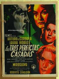 h371 LAS TRES PERFECTAS CASADAS Mexican movie poster '52