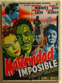 h379 MATERNIDAD IMPOSIBLE Mexican movie poster '55 Marques