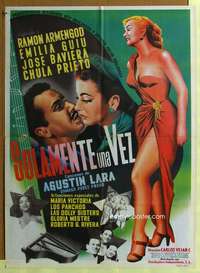 h401 SOLAMENTE UNA VEZ Mexican movie poster '54 sexy Emilia!
