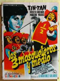 h406 THREE & A HALF MUSKETEERS Mexican movie poster '57 Tin-Tan