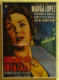 h410 UNA MUJER EN LA CALLE Mexican movie poster '55 Marga Lopez