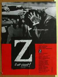 h103 Z French 22x30 movie poster '69 Montand, Costa-Gavras classic!