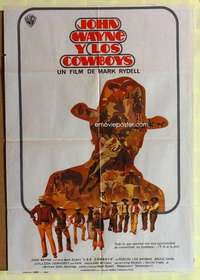 h430 COWBOYS Spanish movie poster '72 big John Wayne, Bruce Dern