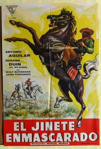 h436 EL JINETE ENMASCARADO Spanish movie poster '65 Antonio Aguilar