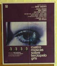 h444 FOUR FLIES ON GREY VELVET Spanish movie poster '72 Dario Argento