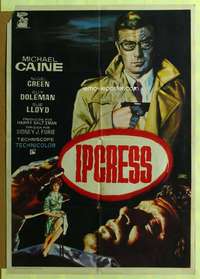 h457 IPCRESS FILE Spanish movie poster '65 Michael Caine as a spy!