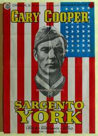 h486 SERGEANT YORK Spanish movie poster R50s Gary Cooper, Howard Hawks