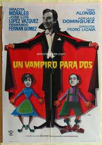 h497 UN VAMPIRO PARA DOS Spanish movie poster '65 cool Mac Gomez art!