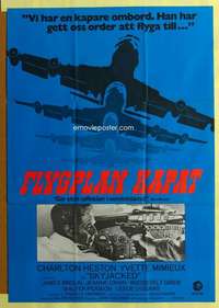 h013 SKYJACKED Swedish movie poster '72 Charlton Heston in airplane!