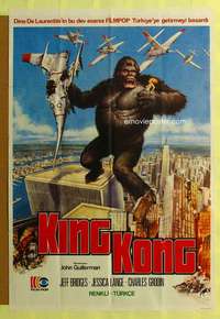 h068 KING KONG Turkish movie poster '76 BIG Ape, Jessica Lange