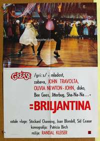 h283 GREASE Yugoslavian movie poster '78 Travolta, Olivia Newton-John