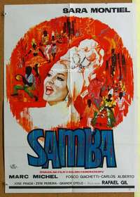 h307 SAMBA Yugoslavian movie poster '65 beautfiul art of Sara Montiel!
