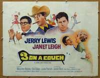 j017 3 ON A COUCH half-sheet movie poster '66 Jerry Lewis, Janet Leigh