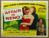 j024 AFFAIR IN RENO style A half-sheet movie poster '57 three-way triangle!