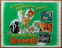 j041 BAMBI half-sheet movie poster R57 Walt Disney cartoon classic!
