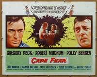 j076 CAPE FEAR half-sheet movie poster '62 Gregory Peck, Robert Mitchum