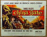 j085 CHINA GATE half-sheet movie poster '57 Sam Fuller, Angie Dickinson