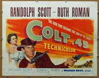 j090 COLT .45 half-sheet movie poster '50 Randolph Scott, Ruth Roman