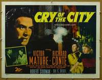 j100 CRY OF THE CITY half-sheet movie poster '48 film noir, Mature, Conte