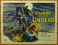 j103 CURSE OF THE UNDEAD half-sheet movie poster '59 lustful fiend!
