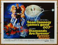 j115 DIAMONDS ARE FOREVER half-sheet movie poster '71 Connery as Bond!