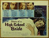 j116 DIARY OF A HIGH SCHOOL BRIDE half-sheet movie poster '59 AIP bad girl!