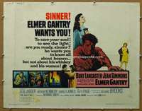 j129 ELMER GANTRY style B half-sheet movie poster '60 Lancaster, Simmons