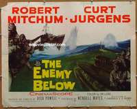 j130 ENEMY BELOW half-sheet movie poster '58 Robert Mitchum, Jurgens