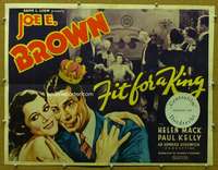 j142 FIT FOR A KING half-sheet movie poster '37 Joe E. Brown, Helen Mack