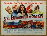 j144 FIVE BRANDED WOMEN half-sheet movie poster '60 French resistance!