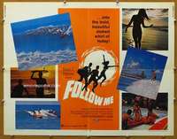 j146 FOLLOW ME half-sheet movie poster '69 cool surfing images!