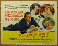 j147 FOR LOVE OR MONEY half-sheet movie poster '63 Kirk Douglas, Gaynor