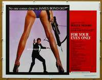 j149 FOR YOUR EYES ONLY half-sheet movie poster '81 Moore as James Bond!