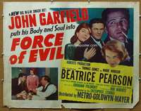 j150 FORCE OF EVIL half-sheet movie poster '48 John Garfield, Marie Windsor
