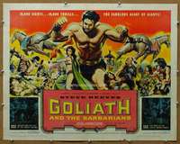 j174 GOLIATH & THE BARBARIANS half-sheet movie poster '59 Steve Reeves